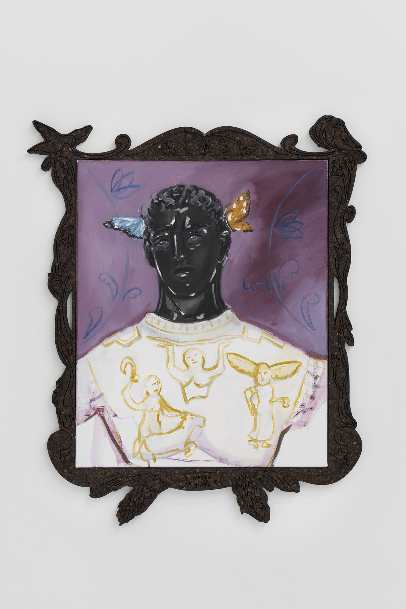 Busto Justo, 2026, oil on canvas, expanded black cork, 75x60x3cm 📸 Vasco Stocker Vilhena