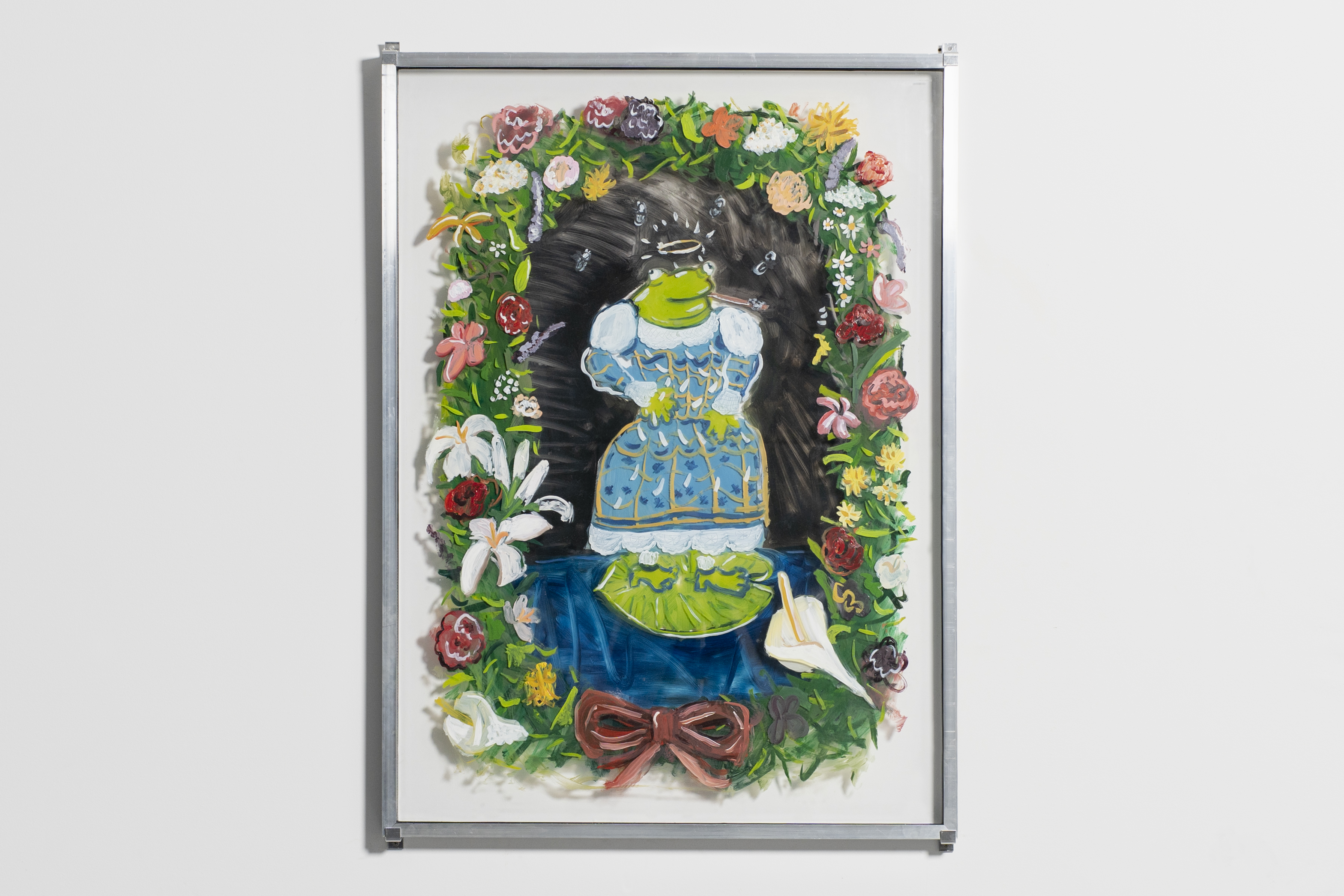 Frog Vanitas, 2025, oil on glass, aluminum frame, 90x110cm 📸 ©ArtWorks