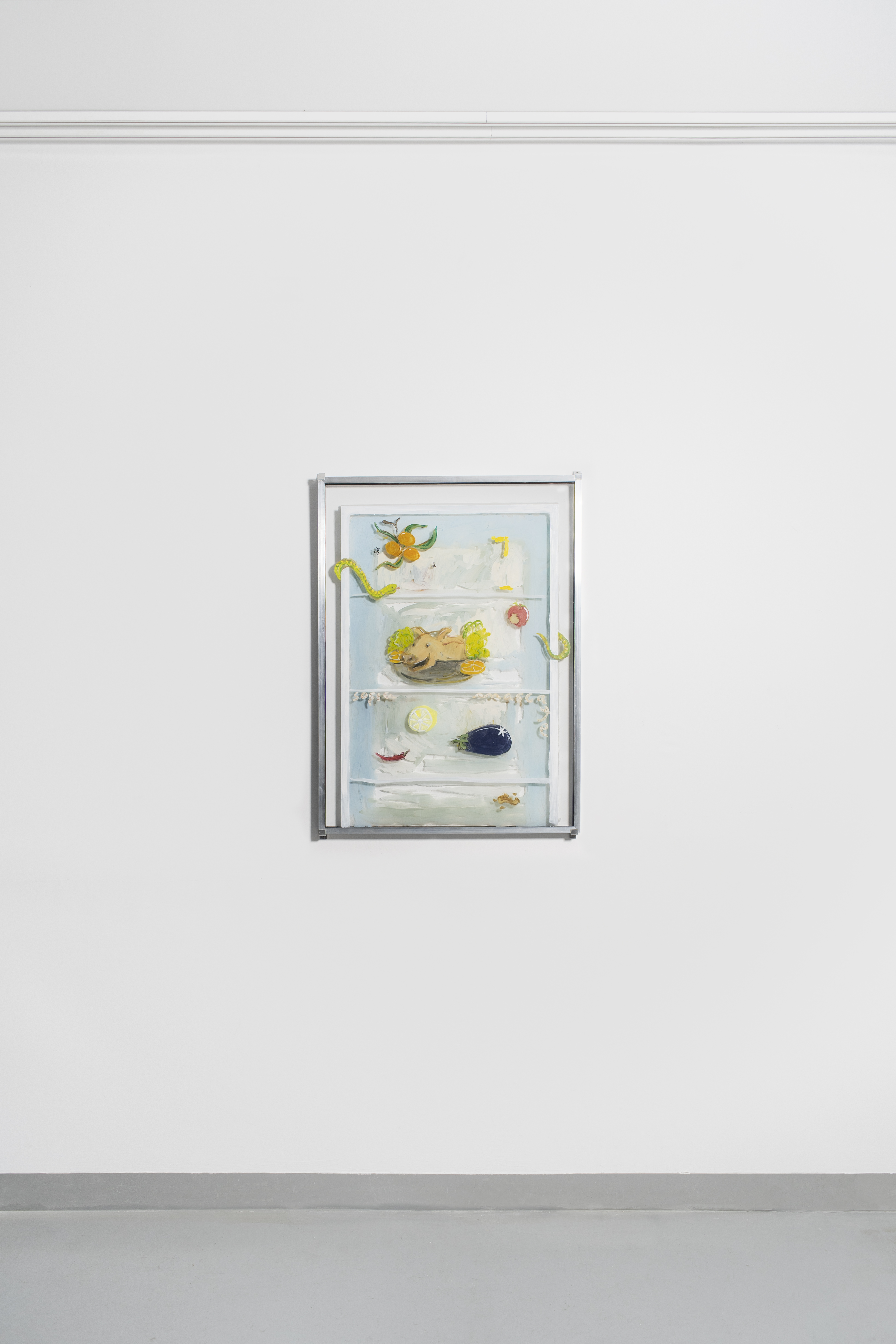 To Keep a Cool Head, 2025, oil on glass, aluminum frame, 110x90cm 📸 ©ArtWorks