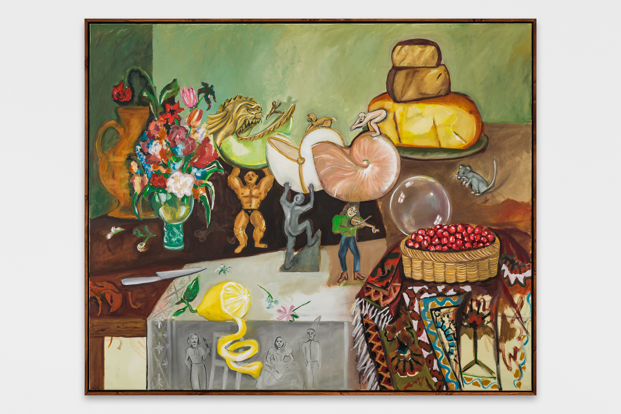 Still Life with Naughty Cups, oil and acrylic on canvas, artist’s frame, 116x140cm, 2024 📸 Manuel Carreon Lopez